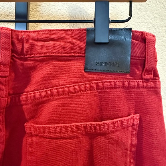 SIMKHAI Jude Straight Leg Jeans Cherry Women's Size 29 - Picture 8 of 13